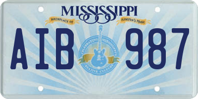 MS license plate AIB987