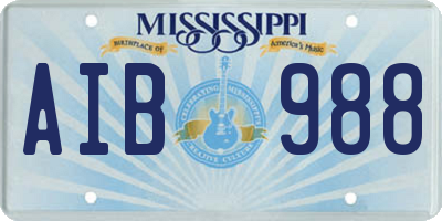 MS license plate AIB988