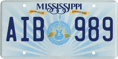 MS license plate AIB989