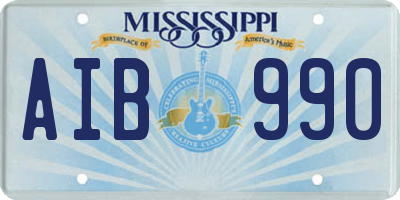 MS license plate AIB990