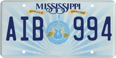 MS license plate AIB994