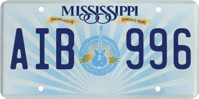 MS license plate AIB996