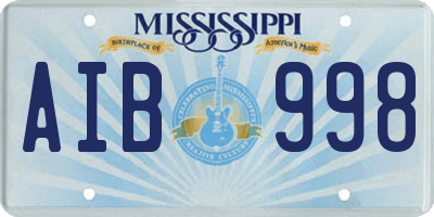 MS license plate AIB998
