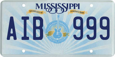 MS license plate AIB999