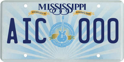 MS license plate AIC000