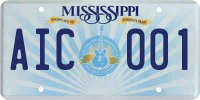 MS license plate AIC001