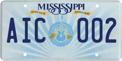 MS license plate AIC002
