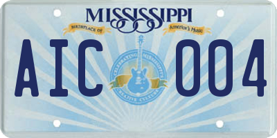 MS license plate AIC004