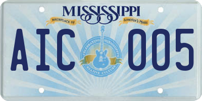 MS license plate AIC005