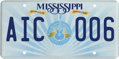 MS license plate AIC006