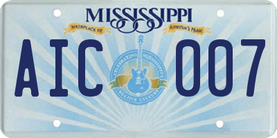 MS license plate AIC007