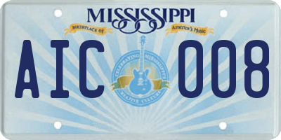 MS license plate AIC008