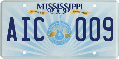MS license plate AIC009