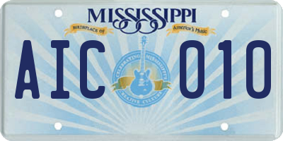 MS license plate AIC010