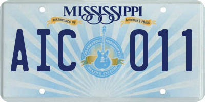 MS license plate AIC011
