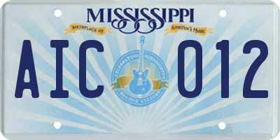 MS license plate AIC012