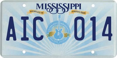 MS license plate AIC014