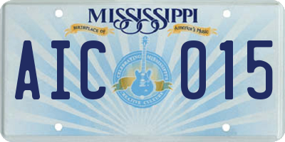 MS license plate AIC015