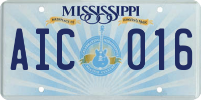 MS license plate AIC016