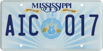 MS license plate AIC017