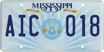 MS license plate AIC018