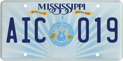 MS license plate AIC019