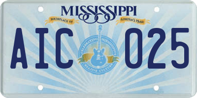 MS license plate AIC025