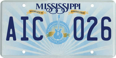 MS license plate AIC026