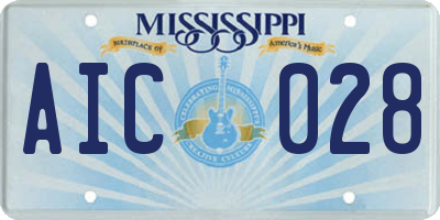 MS license plate AIC028