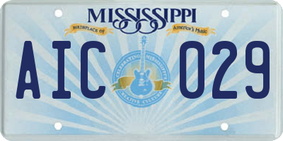 MS license plate AIC029