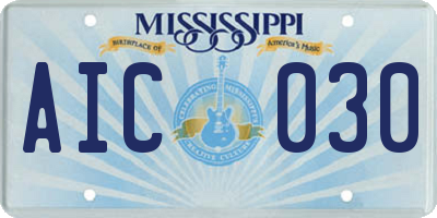MS license plate AIC030