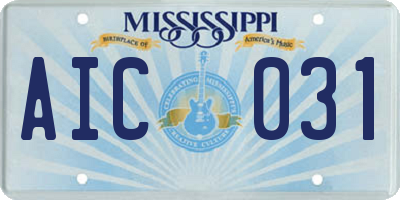 MS license plate AIC031