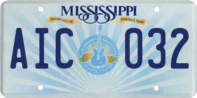 MS license plate AIC032
