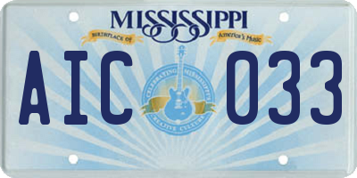 MS license plate AIC033