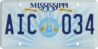 MS license plate AIC034