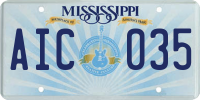 MS license plate AIC035