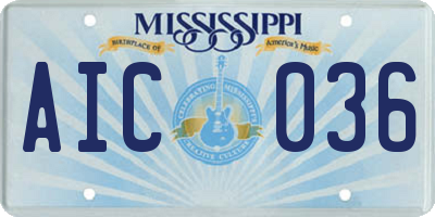 MS license plate AIC036