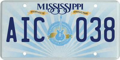 MS license plate AIC038