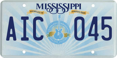 MS license plate AIC045