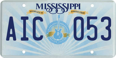 MS license plate AIC053
