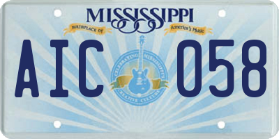 MS license plate AIC058