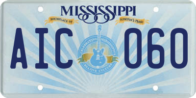 MS license plate AIC060