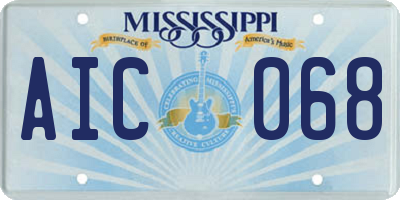 MS license plate AIC068