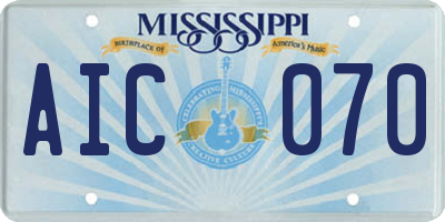 MS license plate AIC070