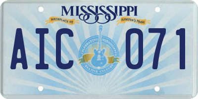 MS license plate AIC071