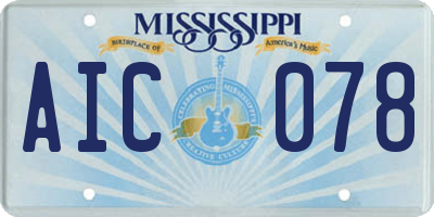 MS license plate AIC078