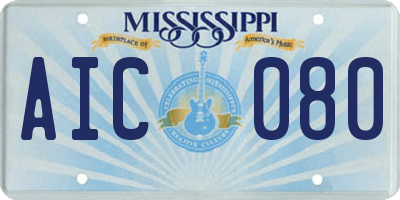 MS license plate AIC080