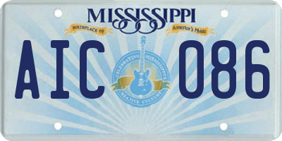 MS license plate AIC086