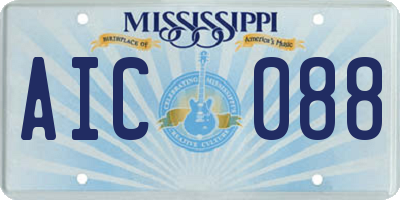 MS license plate AIC088