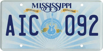 MS license plate AIC092